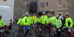 Une partie des cyclos au départ de Espalion le vendredi matin